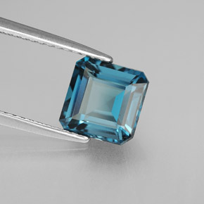 Topacio azul natural de 2,46 ct, corte esmeralda, VVS-VS