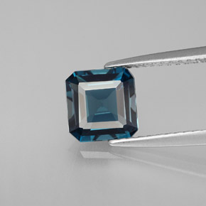 Topacio azul natural de 1,72 ct, corte esmeralda, VVS-VS