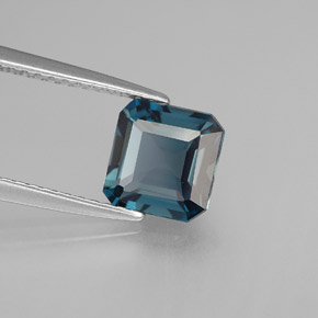 Topacio azul natural de 1,72 ct, corte esmeralda, VVS-VS