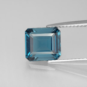 Topacio azul natural de 2,30 ct, corte esmeralda, VS