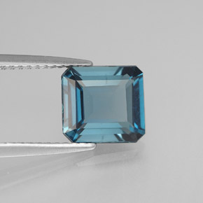 Topacio azul natural de 2,30 ct, corte esmeralda, VS