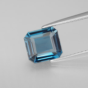 Topacio azul natural de 1,98 ct, corte esmeralda, VVS-VS