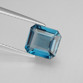 Topacio azul natural de 1,98 ct, corte esmeralda, VVS-VS