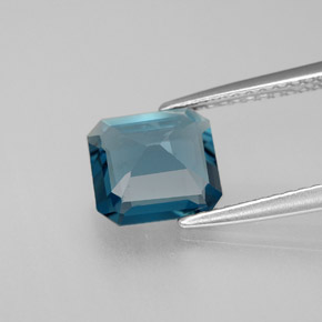 Topacio azul natural de 1,98 ct, corte esmeralda, VVS-VS