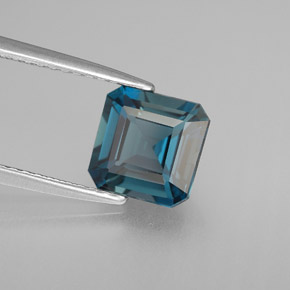 Topacio azul natural de 2,10 ct, corte esmeralda, VVS-VS