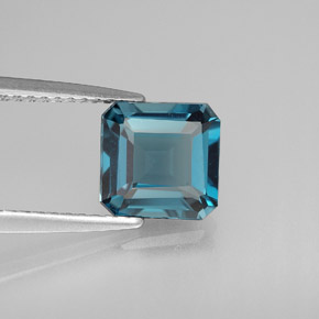Topacio azul natural de 2,09 ct, corte esmeralda, VVS-VS