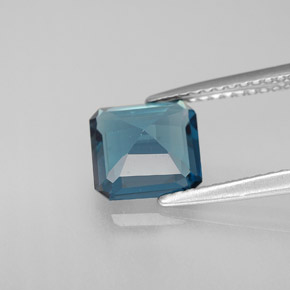 Topacio azul natural de 2,09 ct, corte esmeralda, VVS-VS