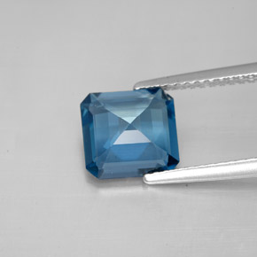 Topacio azul natural de 2,50 ct, corte esmeralda, VVS-VS
