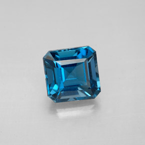Topacio azul natural de 2,31 ct, corte esmeralda, VVS-VS
