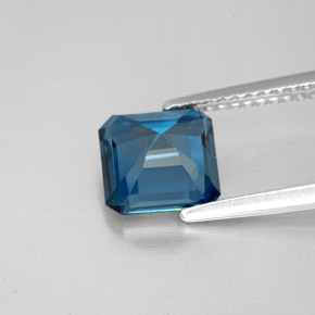 Topacio azul natural de 2,31 ct, corte esmeralda, VVS-VS