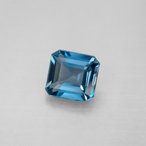 Topacio azul natural de 1,60 ct, corte esmeralda, VVS-VS