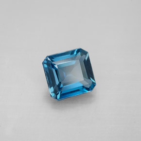 Topacio azul natural de 1,60 ct, corte esmeralda, VVS-VS