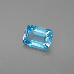 Topacio azul natural de 1,90 ct, corte esmeralda, VS