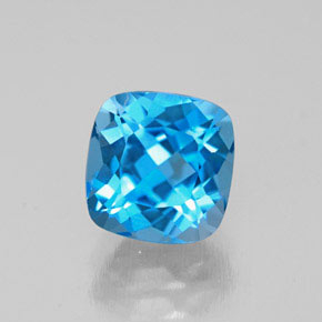 Topacio azul natural de 2,01 ct, corte cojín, VS