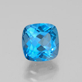 Topacio azul natural de 2,01 ct, corte cojín, VS
