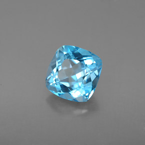 Topacio azul natural de 2,03 ct, corte cojín, VS