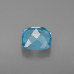 Topacio azul natural de 2,86 ct, corte cojín, VS