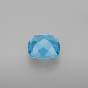 Topacio azul natural de 2,97 ct, corte cojín, VVS-VS