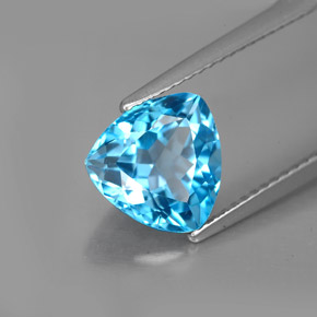 Topacio azul natural de 3,36 ct, trillón, VVS-VS