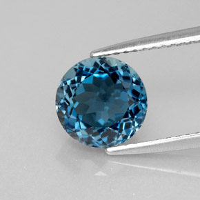 Topacio azul natural de 2,68 ct, corte redondo, VS