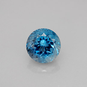 Topacio azul natural de 2,73 ct, corte redondo, VS