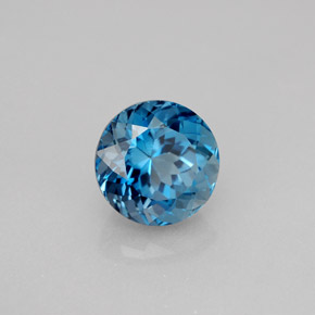 Topacio azul natural de 2,73 ct, corte redondo, VS
