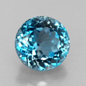 Topacio azul natural de 3,10 ct, corte redondo, VVS-VS