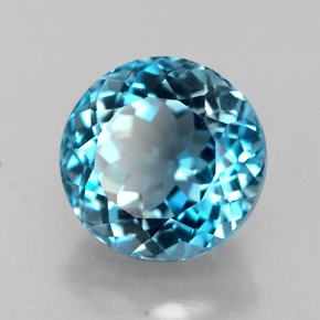 Topacio azul natural de 3,10 ct, corte redondo, VVS-VS