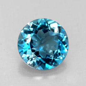 Topacio azul natural de 2,26 ct, corte redondo, VS