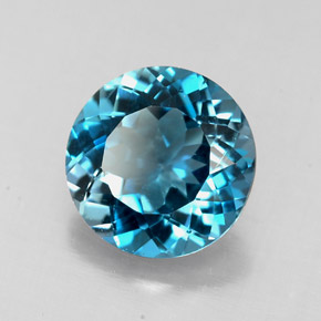 Topacio azul natural de 2,26 ct, corte redondo, VS
