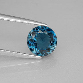 Topacio azul natural de 2,23 ct, corte redondo, VVS-VS