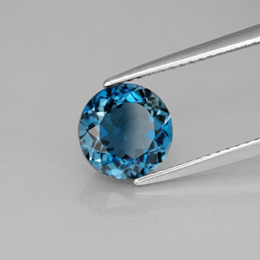 Topacio azul natural de 2,23 ct, corte redondo, VVS-VS
