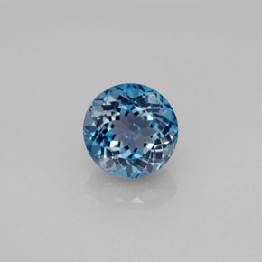 Topacio azul natural de 2,70 ct, corte redondo, VVS-VS