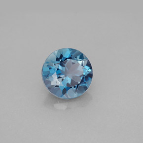 Topacio azul natural de 2,25 ct, corte redondo, VVS-VS