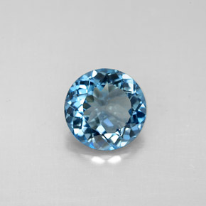 Topacio azul natural de 2,39 ct, corte redondo, VS