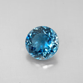 Topacio azul natural de 2,52 ct, corte redondo, VVS-VS