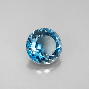 Topacio azul natural de 2,52 ct, corte redondo, VVS-VS