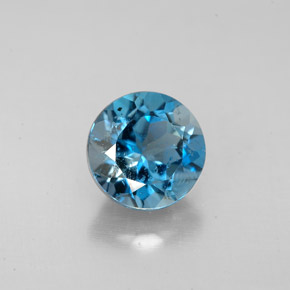 Topacio azul natural de 2,57 ct, corte redondo, VS-SI