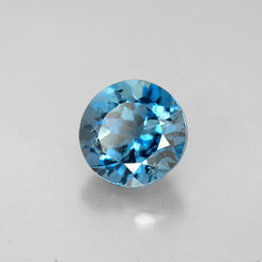 Topacio azul natural de 2,57 ct, corte redondo, VS-SI