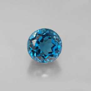 Topacio azul natural de 3,07 ct, corte redondo, VVS-VS