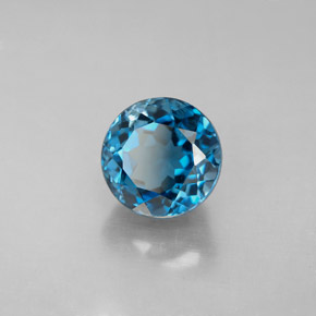 Topacio azul natural de 3,07 ct, corte redondo, VVS-VS