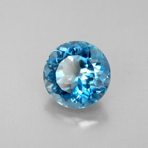 Topacio azul natural de 2,46 ct, corte redondo, VS