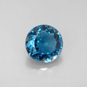 Topacio azul natural de 2,49 ct, corte redondo, VS