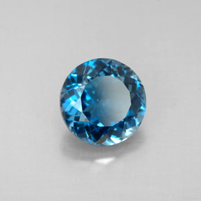 Topacio azul natural de 2,49 ct, corte redondo, VS