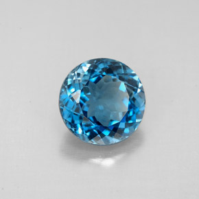 Topacio azul natural de 2,49 ct, corte redondo, VS