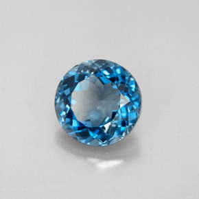 Topacio azul natural de 2,49 ct, corte redondo, VS