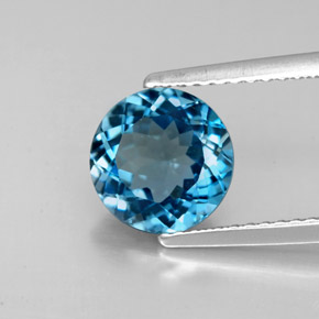 Topacio azul natural de 2,32 ct, corte redondo, VS
