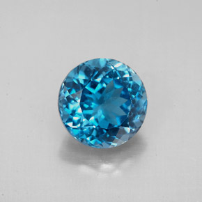 Topacio azul natural de 2,72 ct, corte redondo, VS