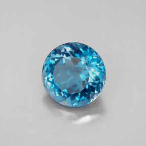 Topacio azul natural de 2,72 ct, corte redondo, VS