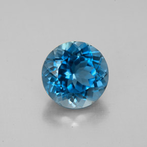 Topacio azul natural de 2,69 ct, corte redondo, VS